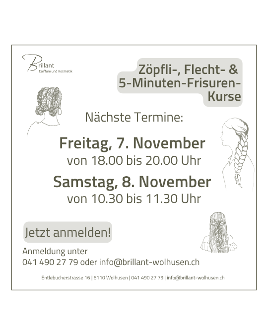 Frisierkurs im Brillant Wolhusen November 2025